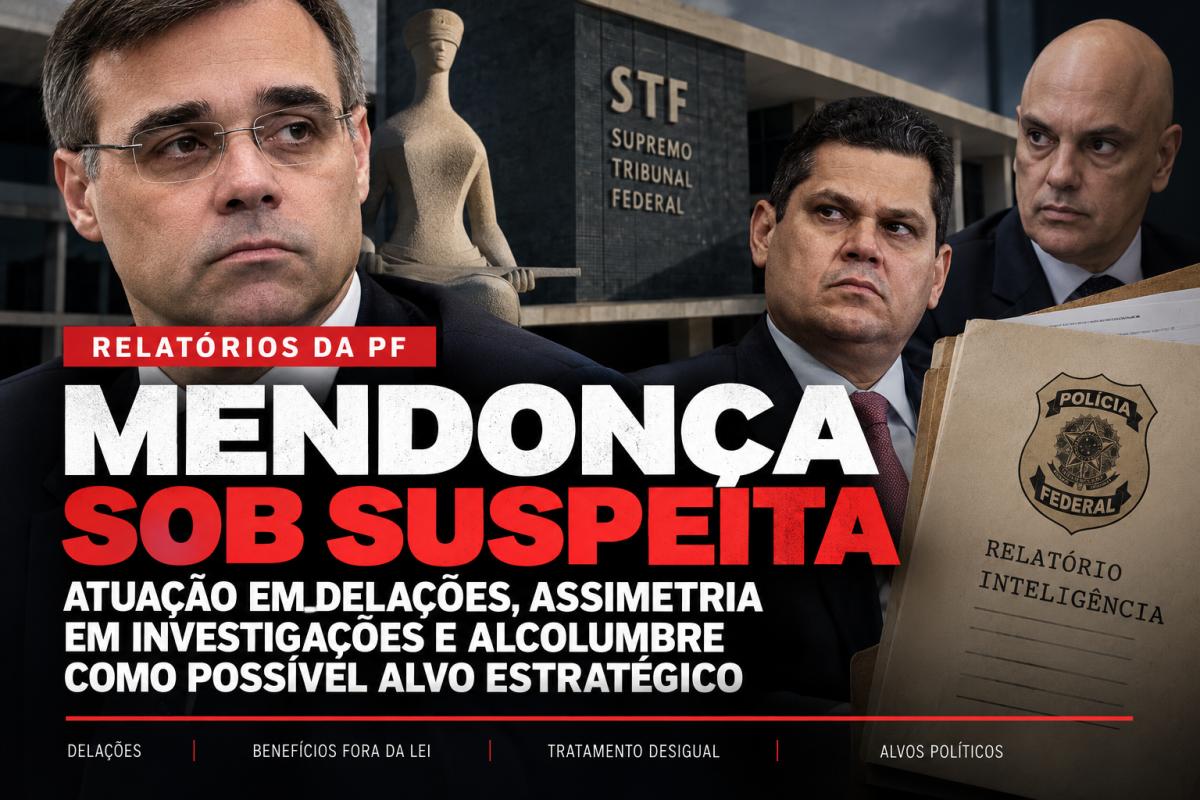  PF questiona atuação de Mendonça em investigações, delações e cita Alcolumbre como possível alvo estratégico