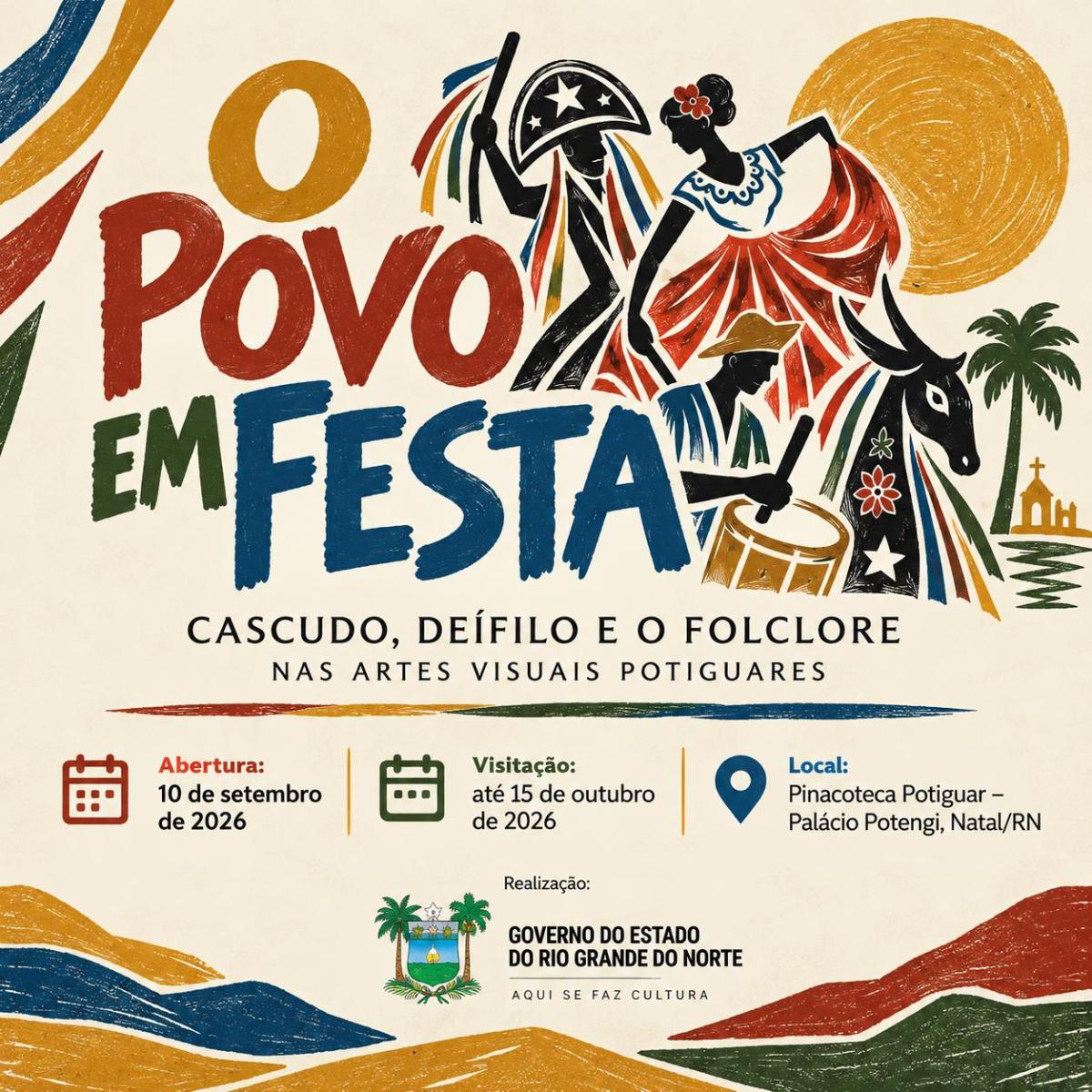 Pinacoteca Potiguar celebra Câmara Cascudo e Deífilo Gurgel em exposição dedicada ao folclore do RN