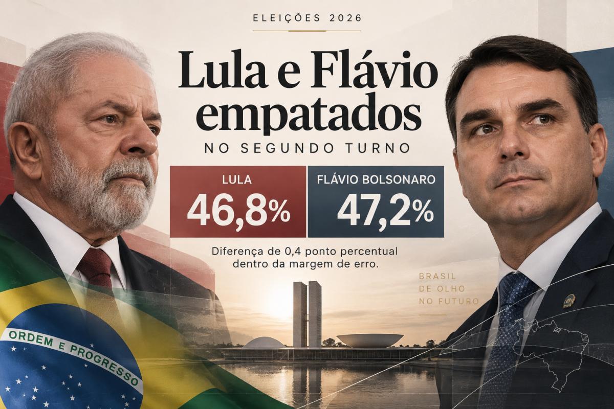 Atlas/Bloomberg: Flávio Bolsonaro tem 47,2% e Lula, 46,8% no segundo turno