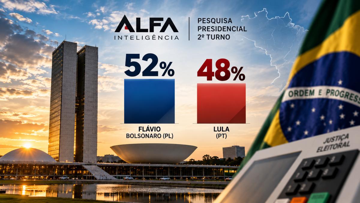 Alfa Inteligência: Flávio sobe para 52% e Lula recua para 48% dos votos válidos
