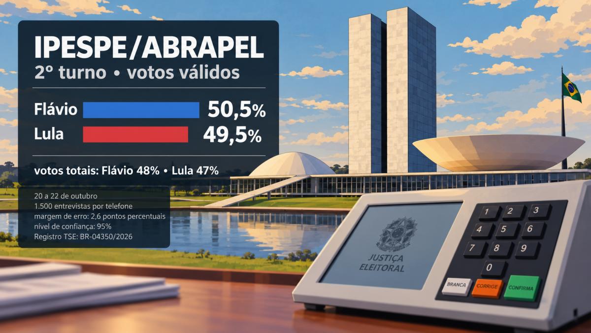 Ipespe/Abrapel: Flávio cai para 50,5%, Lula sobe para 49,5% 